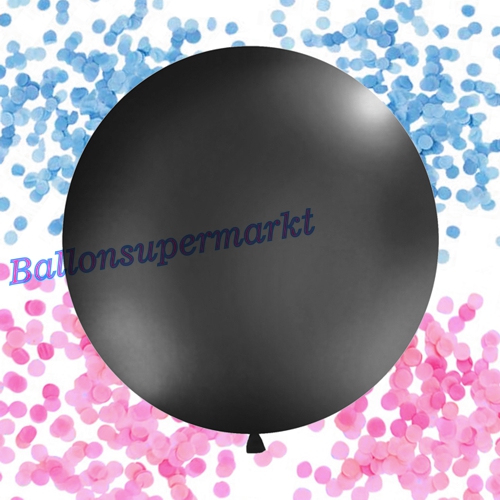 Gender-Reveal-Riesen-Luftballon-mit-Konfetti-1-m-Farbauswahl-Rosa-Hellblau-Geburt-Geschlecht