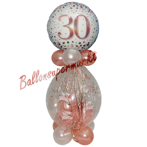 Geschenkballon-Sparkling-Fizz-Rosegold-30-Geschenk-im-Luftballon-zum-30.-Geburtstag