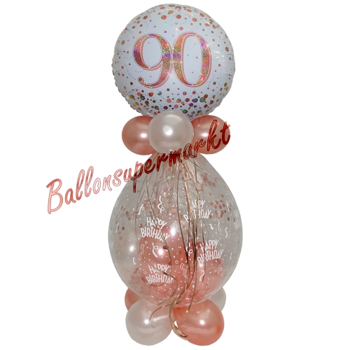 Geschenkballon-Sparkling-Fizz-Rosegold-90-Geschenk-im-Luftballon-zum-90.-Geburtstag