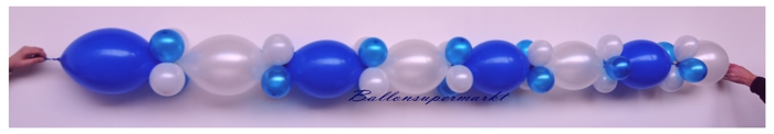 Girlande aus Kettenballons, Blau-Weiß, Girlanden-Luftballons 30 cm