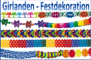 Girlanden-Festgirlanden-Festdeko-Girlanden-Girlanden-Seidenpapier-Raumdekoration-Gastronomie-Dekoration-Festdekoration