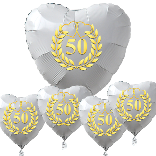 Goldene-Hochzeit-Bouquet-Herzluftballons-aus-Folie-weiss-mit-goldenem-Kranz-und-Herzen-inklusive-Ballongas-Helium
