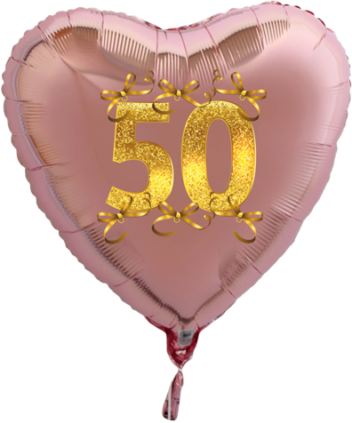 Goldene-Hochzeit-Herzluftballon-aus-Folie-roseegold-mit-Schleifen-in-Gold-mit-Ballongas