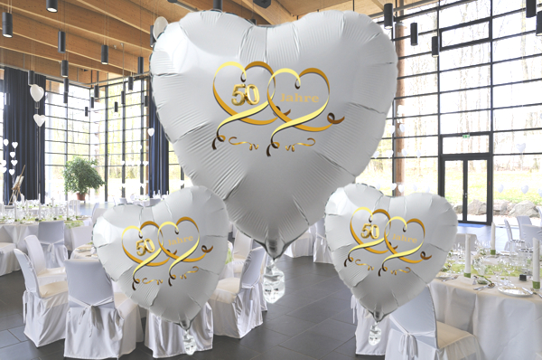 Goldene-Hochzeit-Herzluftballons-aus-Folie-weiss-mit-goldenen-Herzen