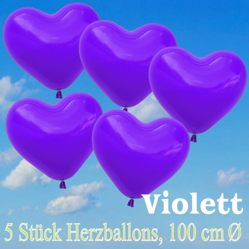 5 grosse herzballons 100 cm, violett