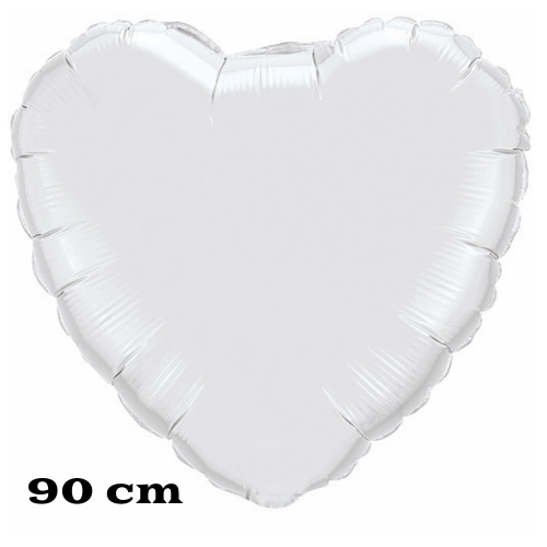 Grosser-90-cm-Herzluftballon-aus-Folie-Weiss