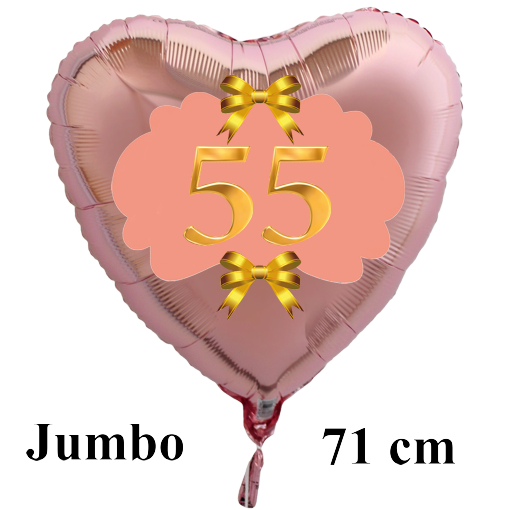 Großer Herzluftballon-Rosegold-zum-55.-Geburtstag-Gold-Rosa-mit-Helium