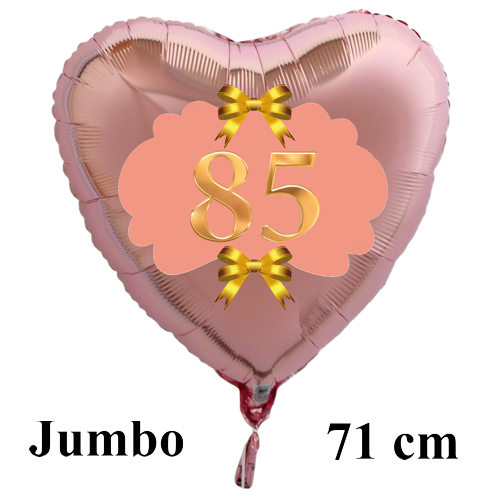 Großer Herzluftballon-Rosegold-zum-85.-Geburtstag-Gold-Rosa-mit-Helium