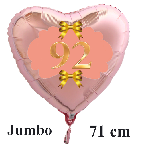 Herzluftballon-Rosegold-zum-92.-Geburtstag-Gold-Rosa-mit-Helium