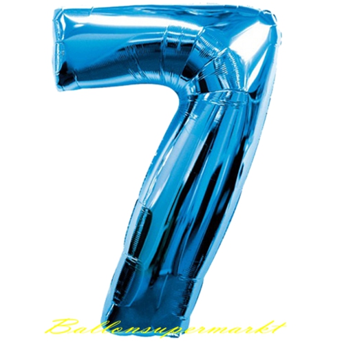 Luftballon aus Folie, Zahl 7, Sieben, Farbe Blau