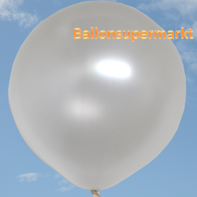 Grosser-Rund-Luftballon-Perlweiss-Metallic-1-Meter