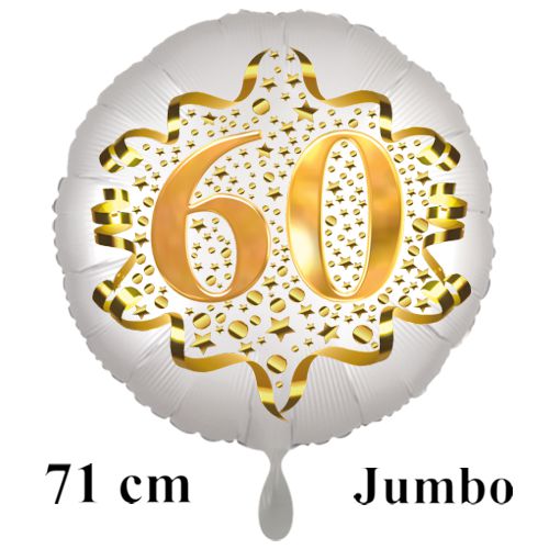 Grosser-Satin-de-Luxe-Rundballon-weiss-Zahl-60-in-Gold-mit-Helium