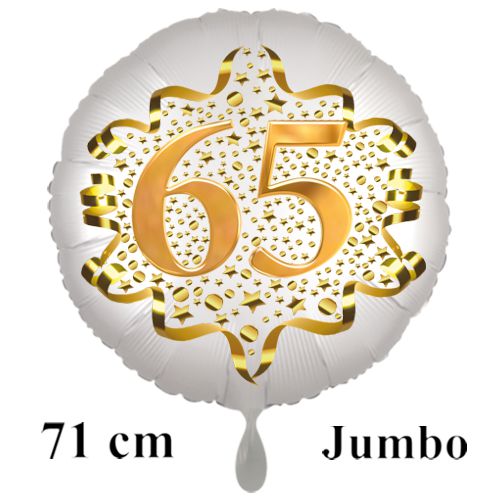 Grosser-Satin-de-Luxe-Rundballon-weiss-Zahl-65-in-Gold-mit-Helium
