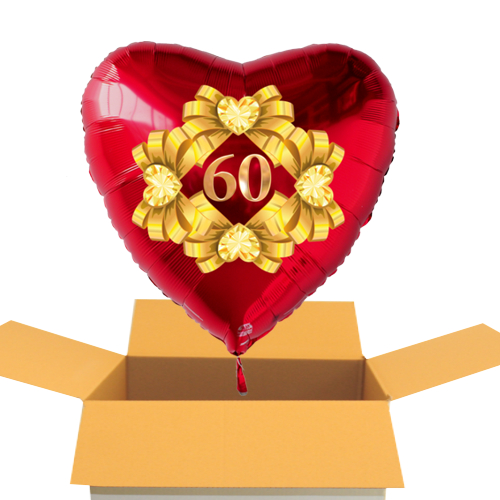 Grosser-roter-Herzluftballon-60-Diamantene-Hochzeit-mit-Helium-im-Karton