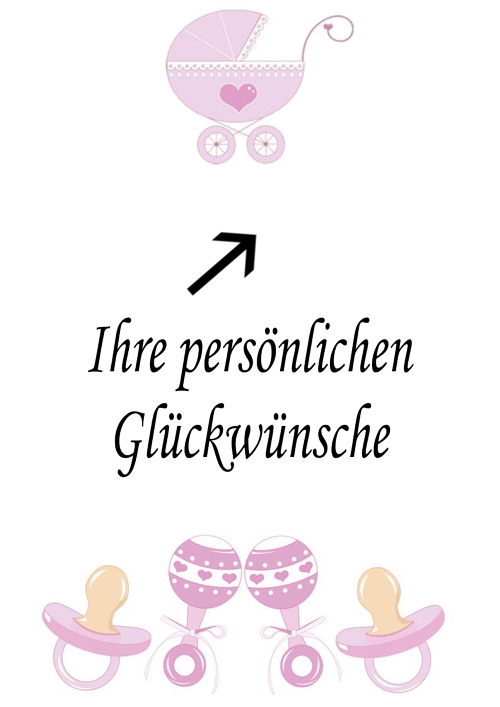 Grusskarte-zur-Geburt-Taufe-Maedchen-bedruckt-mit-rosa-Babysachen