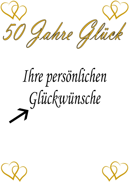 Grusskarte-zur-Goldenen-Hochzeit-50-Jahre-Glueck-bedruckt-mit-Herzen