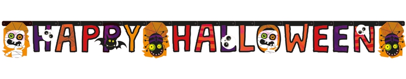 Halloween-Kids-Dekoration-Party-Banner-Happy-Halloween-Spinnen-Raumdeko-Halloweenparty