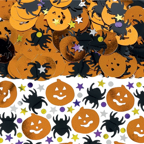 Halloween-Konfetti-Metallic-Mix-Spinnen-Kuerbisse-Partydekoration-Halloweenparty-Streudekoration