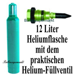 12 Liter Heliumgasflasche mit dem praktischen Füllventil zum Aufblasen der Luftballons zur Hochzeit