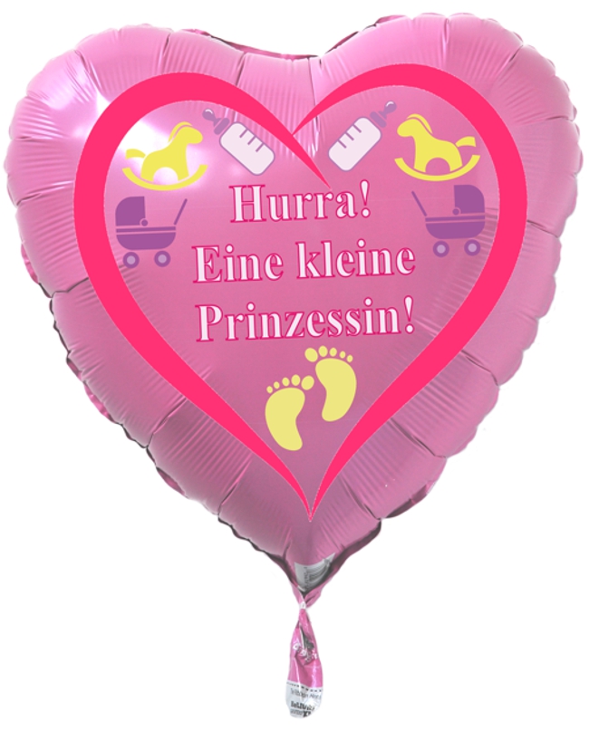 Luftballon Herz, Geburt, Taufe, Hurra! Eine kleine Prinzessin!