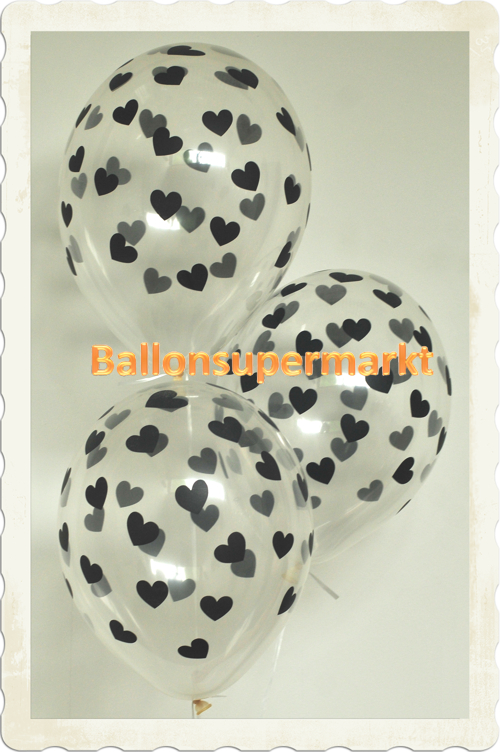 Herzchen-in-Schwarz-auf-transparenten-Luftballons