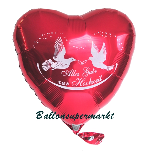 Herzluftballon-Hochzeit-Alles-Gute-Rot-aus-Folie