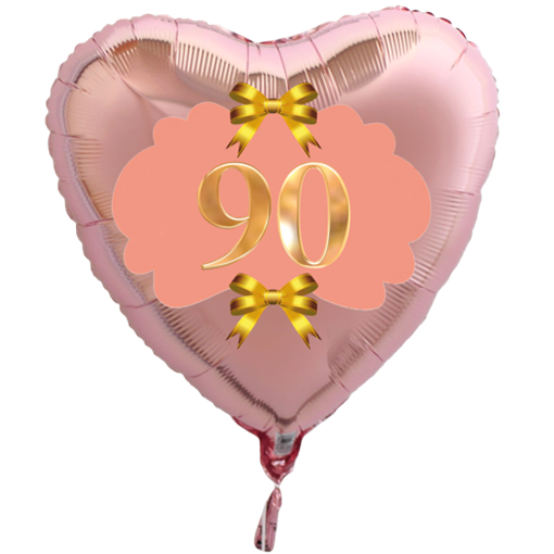 Herzluftballon-Rosegold-zum-90.-Geburtstag-Gold-Rosa-mit-Helium