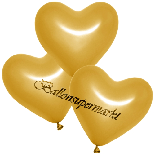 Herzluftballons-Metallic-Gold-26-cm-Latexballons-Dekoration-Hochzeit-3er-Arrangement