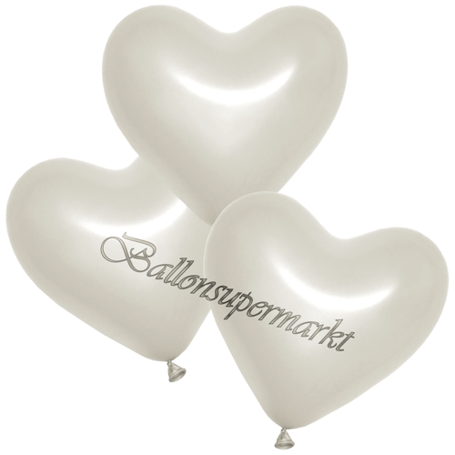 Herzluftballons-Metallic-Perlweiß-26-cm-Latexballons-Dekoration-Hochzeit-3er-Arrangement