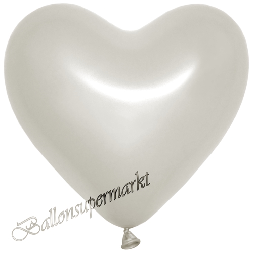 Herzluftballons-Metallic-Perlweiß-26-cm-Latexballons-Dekoration-Hochzeit