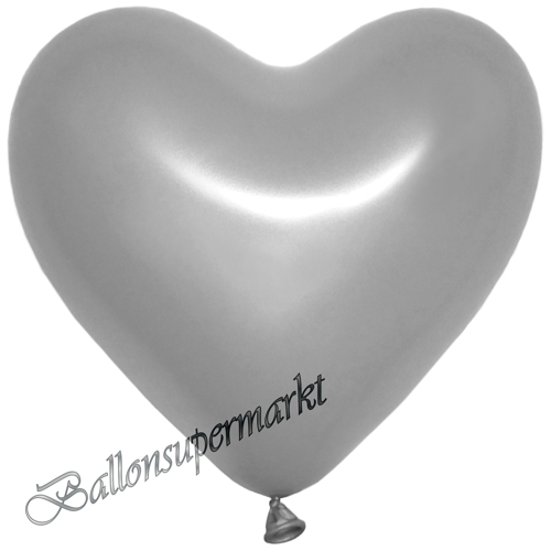 Herzluftballons-Metallic-Silber-26-cm-Latexballons-Dekoration-Hochzeit