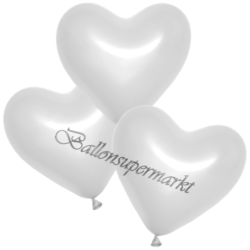 Herzluftballons-Metallic-Weiß-26-cm-Latexballons-Dekoration-Hochzeit-3er-Arrangement