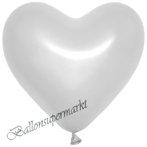 Herzluftballons-Metallic-Weiß-26-cm-Latexballons-Dekoration-Hochzeit
