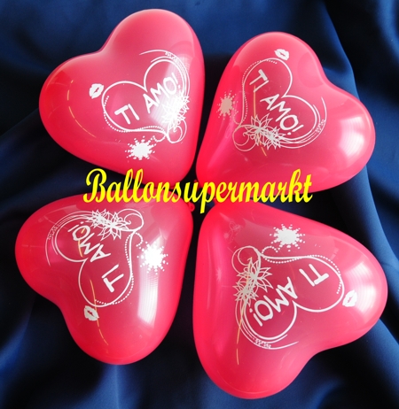 Herzluftballons Mini, Mini-Herzballons, Dekorationsballons aus Latex, Luftballons Herzen in Miniaturform, Motiv: Ti Amo