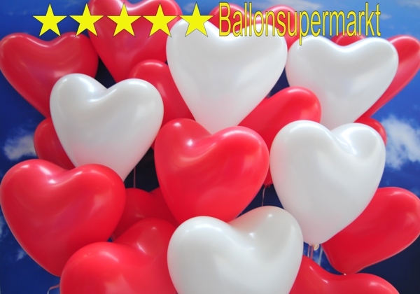 Herzluftballons-in-Rot-und-Weiss-Ballonsupermarkt-Fachmarkt-Luftballons-zur-Hochzeit-steigen-lassen