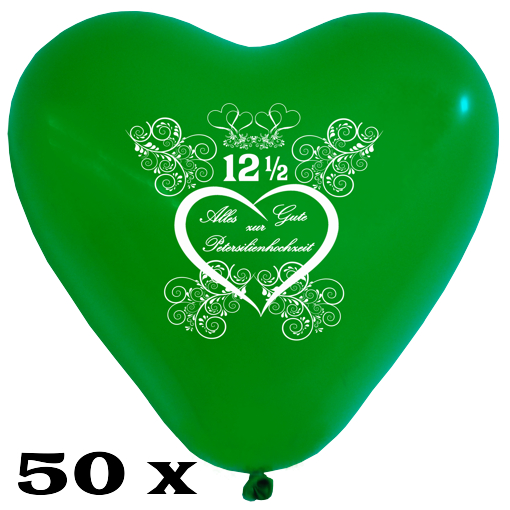 Herzluftballons-zur-Petersilienhochzeit-gruen-28-30-cm-50-Stueck