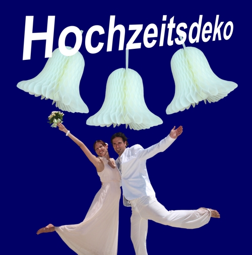 Hochzeitsdekoration-Glocken-aus-Seidenpapier-in-Weiss