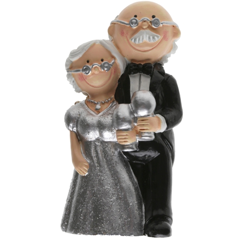 Hochzeitspaar-Silberhochzeit-Figur-Dekoration-Silberne-Hochzeit-Geschenk