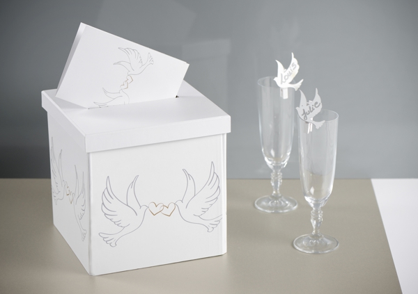 Hochzeitstauben-Geldbox-Weiß-Hochzeitsdekoration