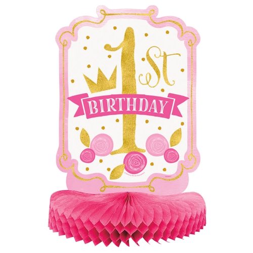 Honigwaben-Tischdekoration-1st-Birthday-Pink-Gold-Dekoration-zum-1.-Geburtstag