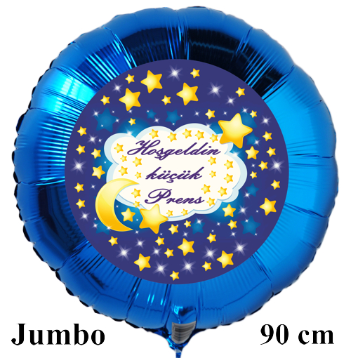 Hosgeldin-kuecuek-Prens-Rund-Luftballon-90-cm-Blau
