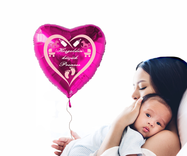 Hosgeldin-kuecuek-Prenses-Herz-Luftballon-45-cm-Pink-Mutter-und-Baby