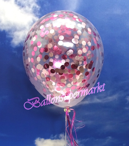 Jumbo-Luftballon-mit-Konfetti-Rosa-Pink-Dekoration-Party-Fest-Hochzeit-Silvester