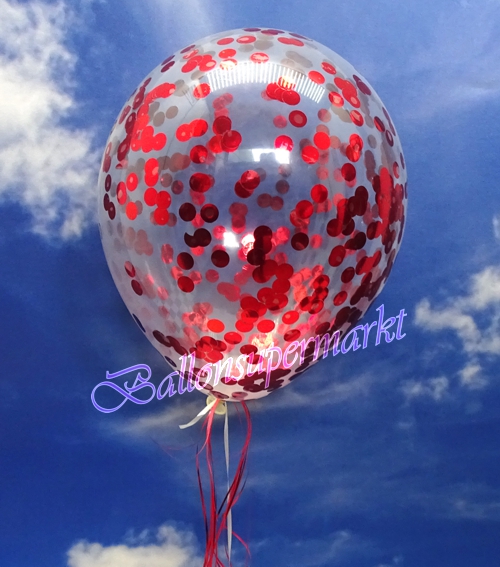 Jumbo-Luftballon-mit-Konfetti-Rot-Dekoration-Party-Fest-Hochzeit-Silvester