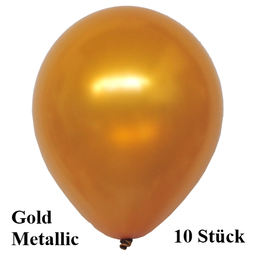 Jumbo-Luftballons-40-cm-36-cm-Gold-Metallic-10-Stueck