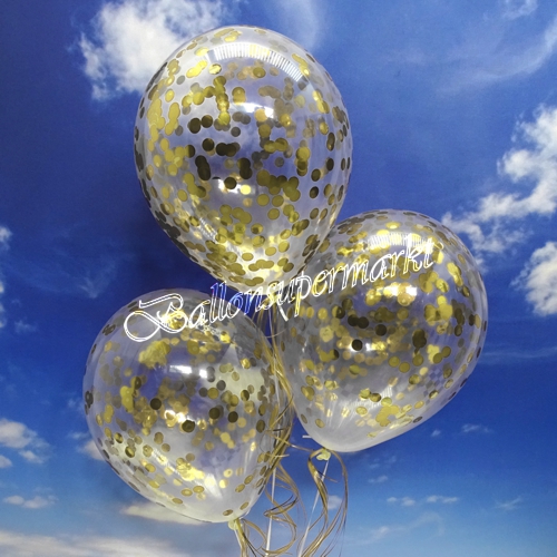 Jumbo-Luftballons-mit-Konfetti-Gold-Dekoration-Party-Fest-Hochzeit-Silvester-Goldhochzeit