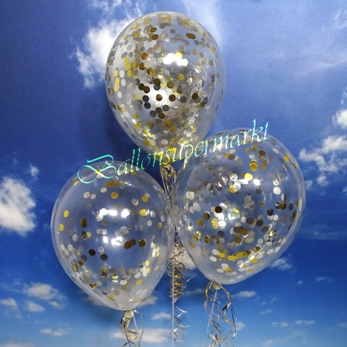 Jumbo-Luftballons-mit-Konfetti-Gold-Silber-Dekoration-Party-Fest-Hochzeit-Silvester