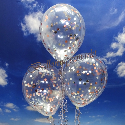 Jumbo-Luftballons-mit-Konfetti-Rosegold-Silber-Dekoration-Party-Fest-Hochzeit-Silvester