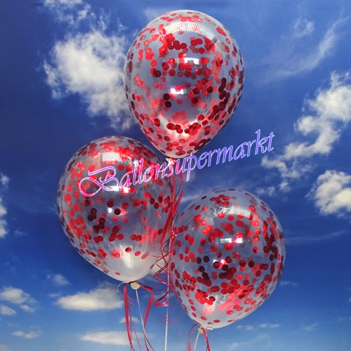 Jumbo-Luftballons-mit-Konfetti-Rot-Dekoration-Party-Fest-Hochzeit-Silvester