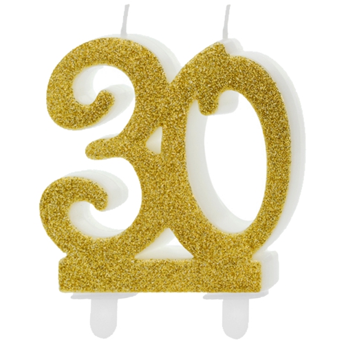 Kerze-Gold-Glitter-Zahl-30-Kerze-zum-Geburtstag-Jubilaeum-Tischdekoration